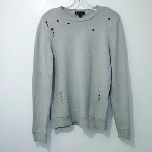 Express grey distressed sweater